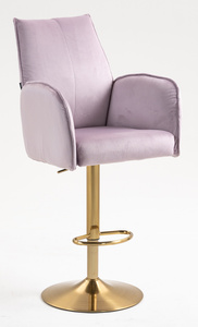 HR280W Halványlila Modern Velúr Szék Arany lábbal
