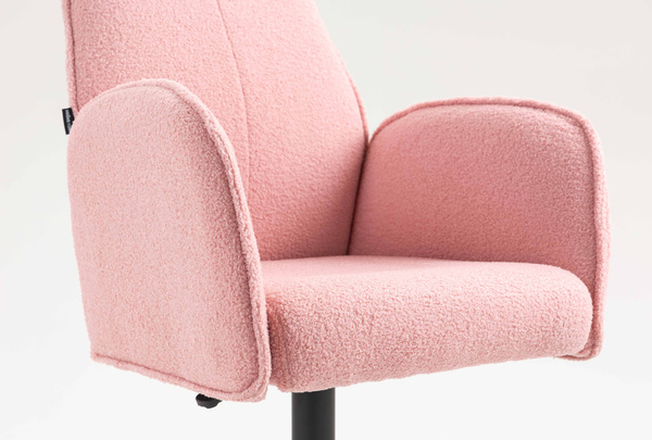 HR280W Púder Rózsaszín modern boucle szék fekete lábbal