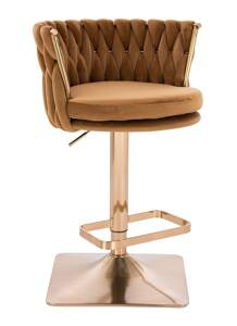 HR450KW Mézbarna Modern Velúr Szék Arany lábbal