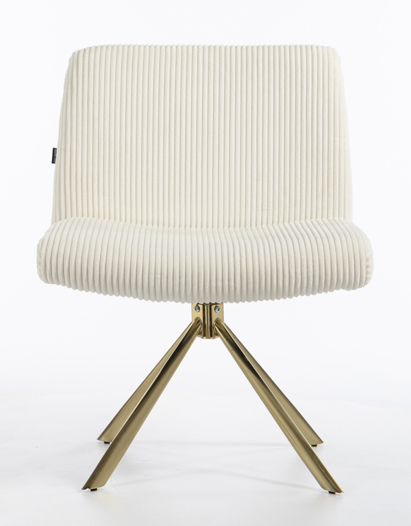 HR150 CSILLAGLÁB Fehér Modern Kordbársony Szék Arany lábbal