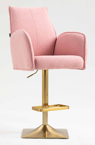 HR280KW Púder Rózsaszín modern boucle szék arany lábbal