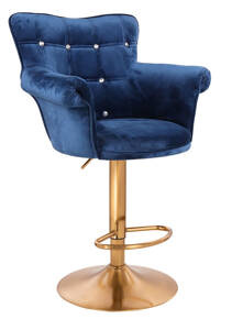 HR804CW Tengerkék modern velúr szék arany lábbal