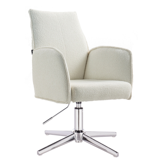 HR280CROSS Krémszínű modern boucle szék krómozott lábbal