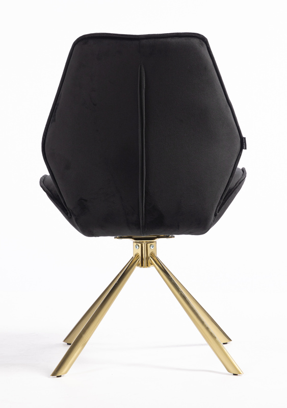 HR350 CSILLAGLÁB Fekete modern velúr szék arany lábbal