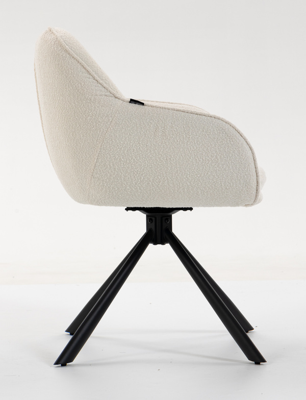 HR2055 CSILLAGLÁB Krémszínű Modern Boucle Szék Fekete lábbal