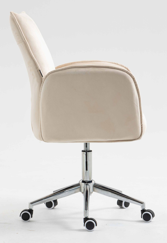 HR280K Krémszínű Modern Velúr Szék Krómozott lábbal