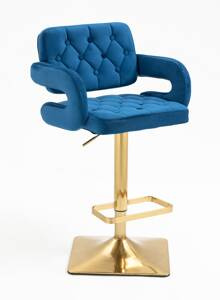 HR8403KW Tengerkék modern velúr szék arany lábbal