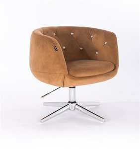 HR333CROSS Mézbarna velur modern szék krómozott lábbal