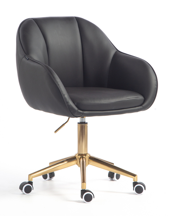 HR2055K Fekete Modern Műbőr Szék Aany lábbal