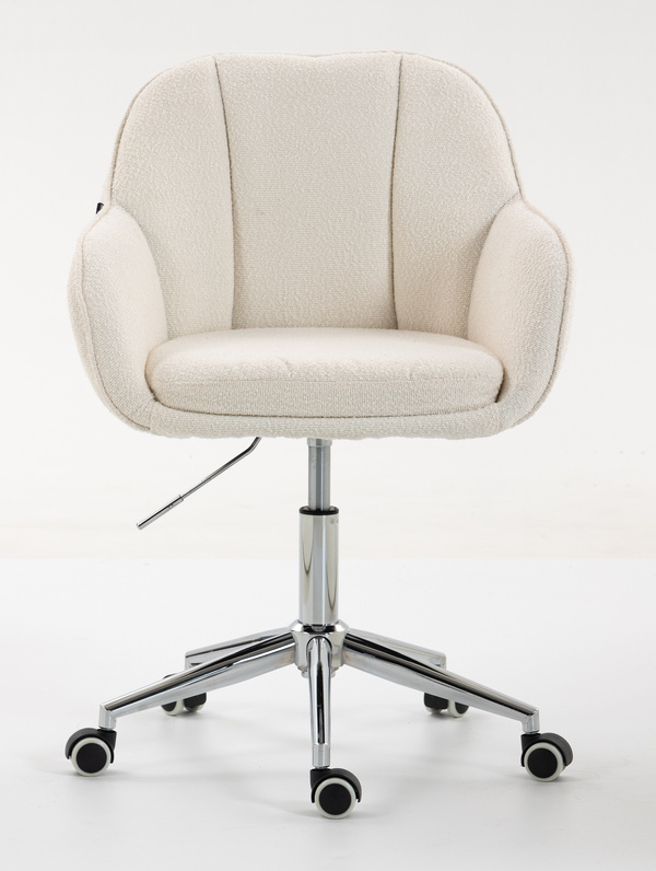 HR2055K Krémszínű Modern Boucle Szék Krómozott lábbal