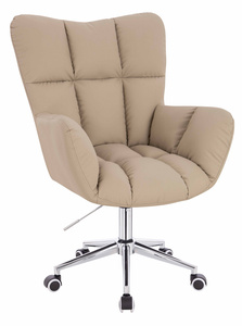 HR650K Krémszínű Műbőr Premium Soft szék krómozott lábbal