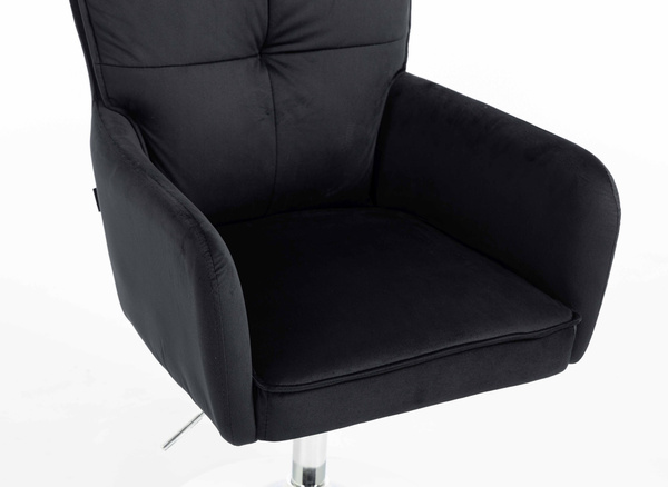 HR250N Fekete modern velúr szék krómozott lábbal