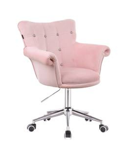 HR804CK Púderrózsaszín modern velúr szék chrom lábbal