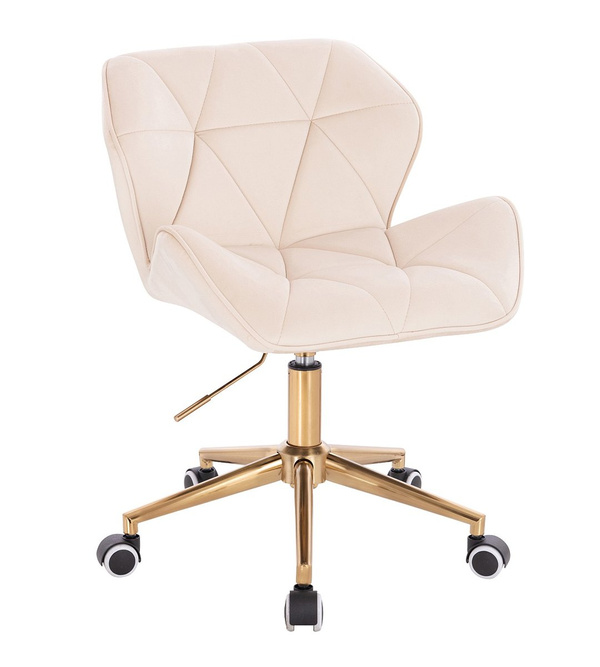 HR111K Krémszínű modern velúr szék arany lábbal