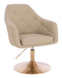 HR831N Krémszínű Műbőr Premium Soft szék Arany lábbal