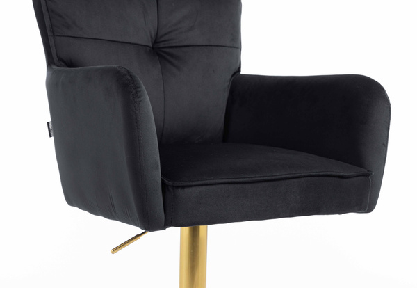 HR250KW Fekete modern velúr szék arany lábbal