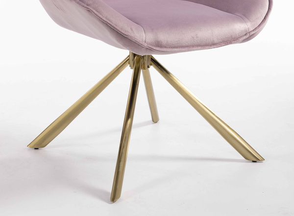 HR350 CSILLAGLÁB Halványlila modern velúr szék arany lábbal