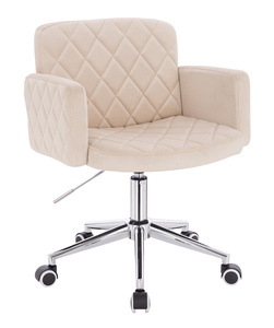 HR802K Krémszínű Modern Velúr Szék Krómozott lábbal