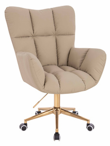 HR650K Krémszínű Műbőr Premium Soft szék arany lábbal