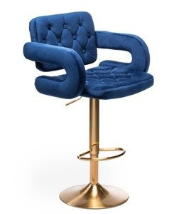 HR8403W Tengerkék modern velúr szék arany lábbal