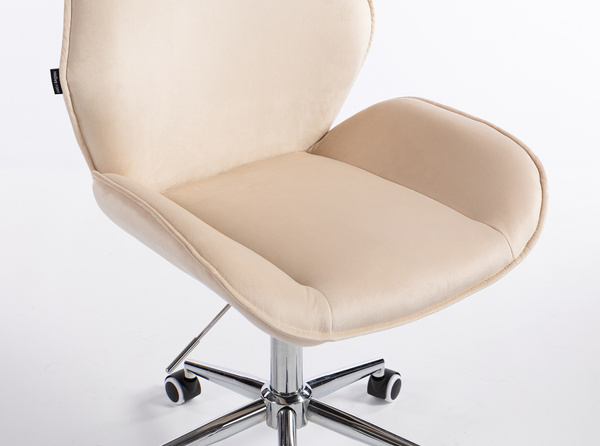 HR350K Krémszínű modern velúr szék krómozott lábbal