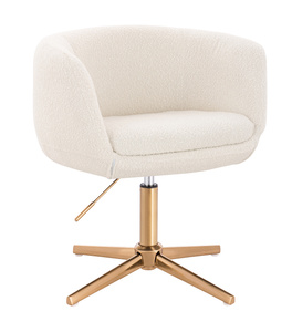 HR333CROSS Krémszínű modern boucle szék arany lábbal