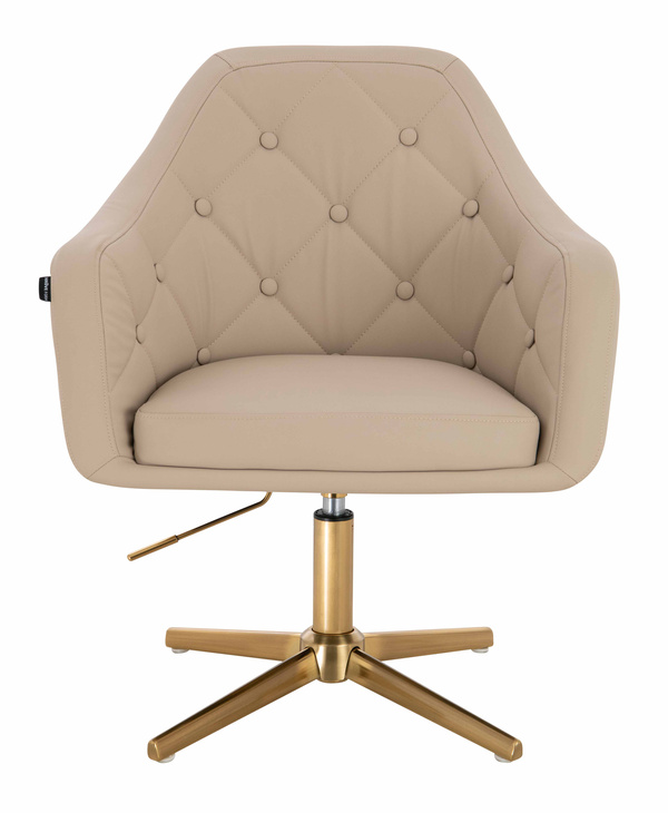 HR831CROSS Krémszínű Műbőr Premium Soft szék Arany lábbal