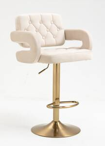 HR8403W Krémszínű modern velúr szék arany lábbal