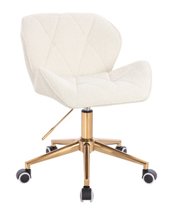 HR111K Krémszínű modern boucle szék arany lábbal