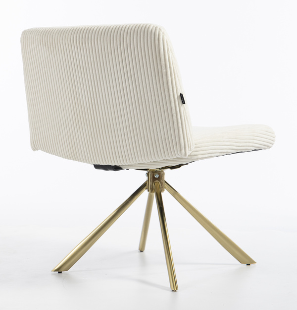 HR150 CSILLAGLÁB Fehér Modern Kordbársony Szék Arany lábbal