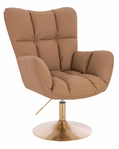 HR650N Karamell Műbőr Premium Soft szék arany lábbal