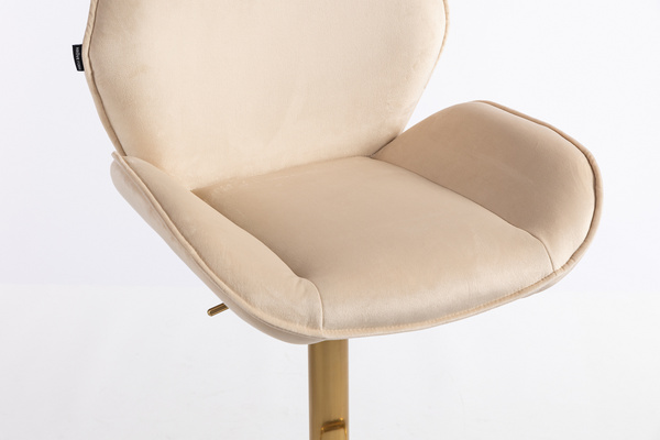 HR350W Krémszínű modern velúr szék arany lábbal
