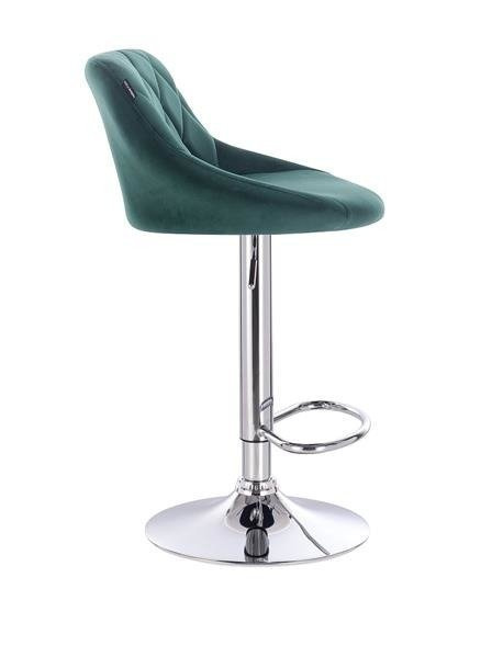 HR1054W Sötétzöld modern velúr szék krómozott lábbal
