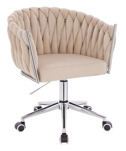 HR750K Krémszínű Modern Velúr Szék Krómozott lábbal