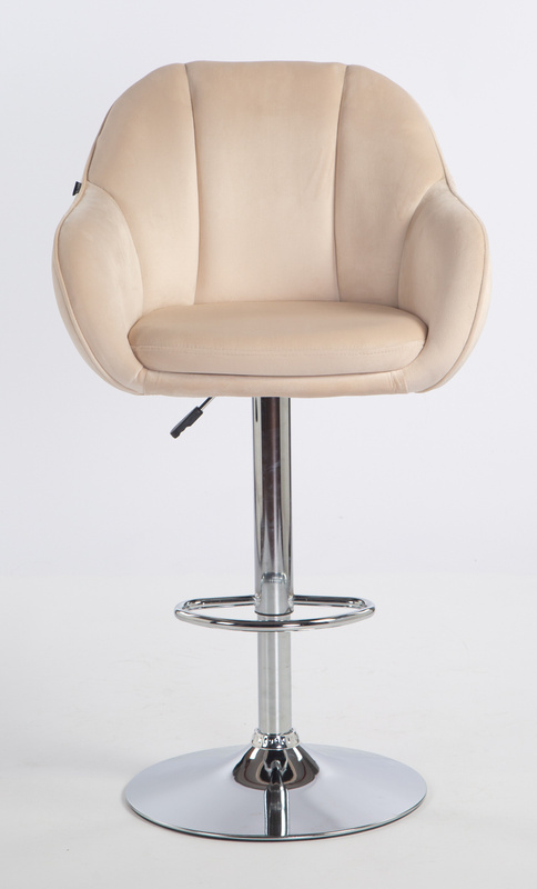 HR2055W Krémszínű Modern Velúr Szék Krómozott lábbal