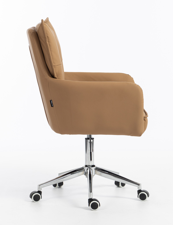 HR250K Karamell Színű Prémium Soft Műbőr Szék Krómozott Lábbal