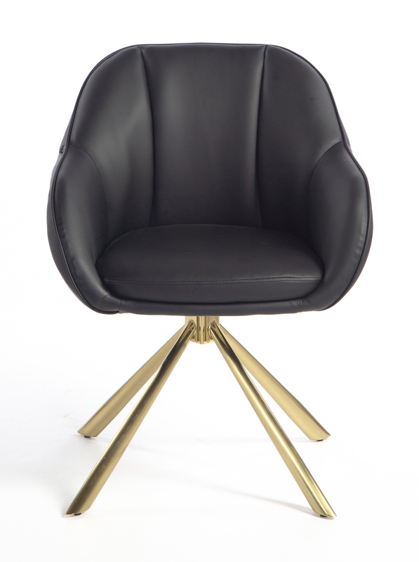 HR2055 CSILLAGLÁB Fekete Modern Műbőr Szék Aany lábbal