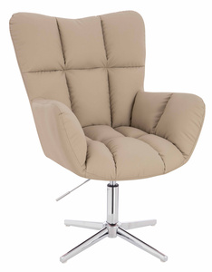 HR650CROSS Krémszínű Műbőr Premium Soft szék krómozott lábbal