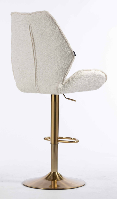 HR350W Krémszínű boucle velúr szék arany lábbal