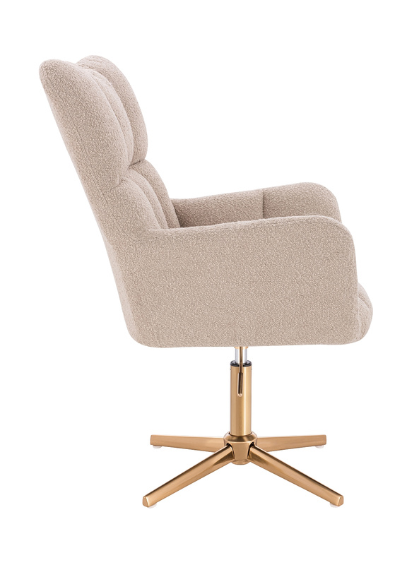 HR650CROSS Latte modern boucle szék arany lábbal