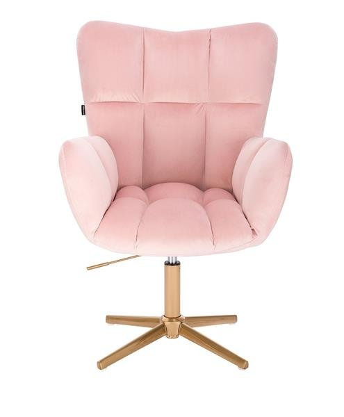 HR650CROSS Púderrózsaszín modern velúr szék arany lábbal