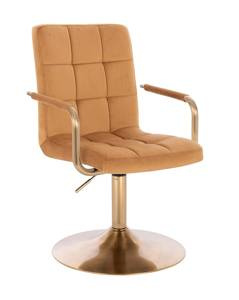 HC1015NP Mézbarna modern velúr szék arany lábbal
