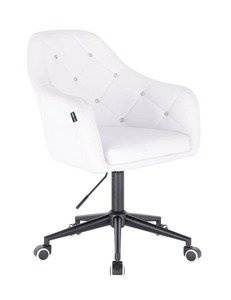 HC830K Fehér modern műbőr szék fekete lábbal