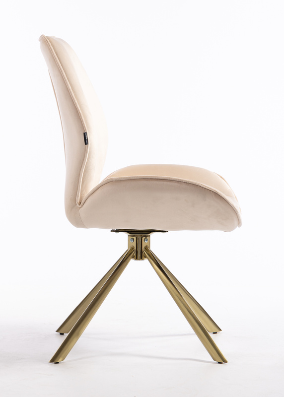 HR350 CSILLAGLÁB Krémszínű modern velúr szék arany lábbal