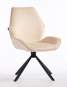 HR350 CSILLAGLÁB Krémszínű modern velúr szék fekete lábbal