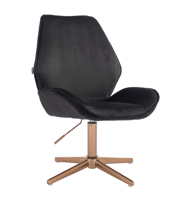 HR350CROSS Fekete modern velúr szék arany lábbal