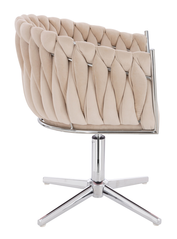 HR750CROSS Krémszínű Modern Velúr Szék Krómozott lábbal