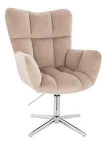 HR650CROSS Latte modern velúr szék krómozott lábbal