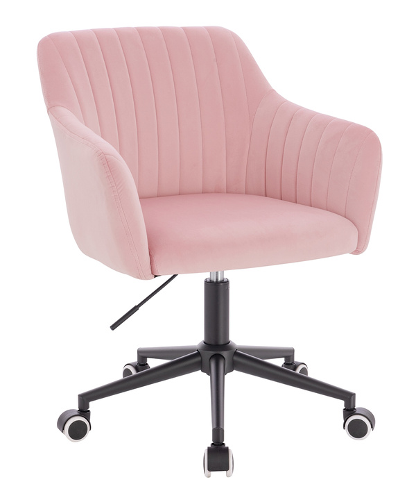 HR190K Púder Rózsaszín Modern Velúr Szék Fekete lábbal