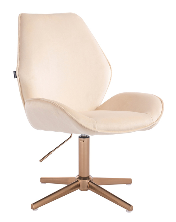 HR350CROSS Krémszínű modern velúr szék arany lábbal